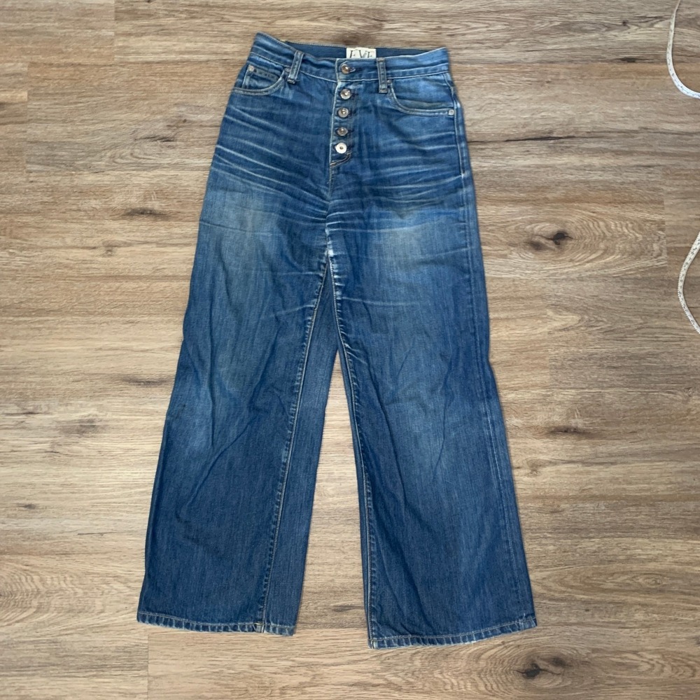 Eve Denim Charlotte Culotte Wide, Buttonfly Medium Wash Jeans- Size 26x28 Womens